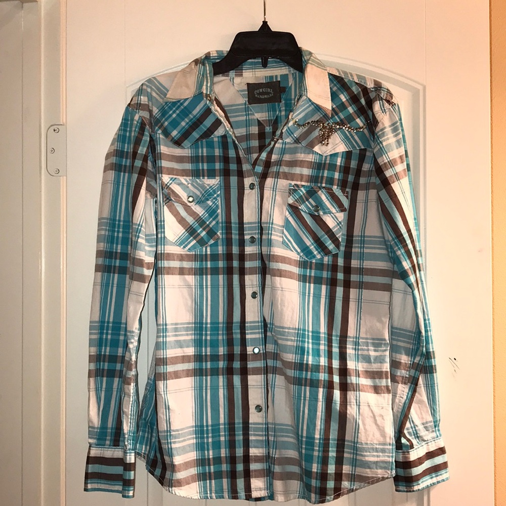 Teal Western Flannel
