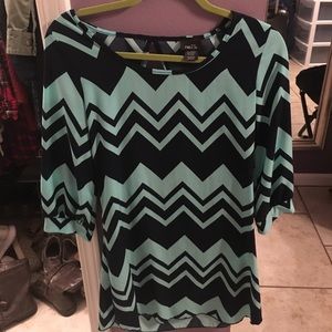 Navy blue and light blue chevron dress