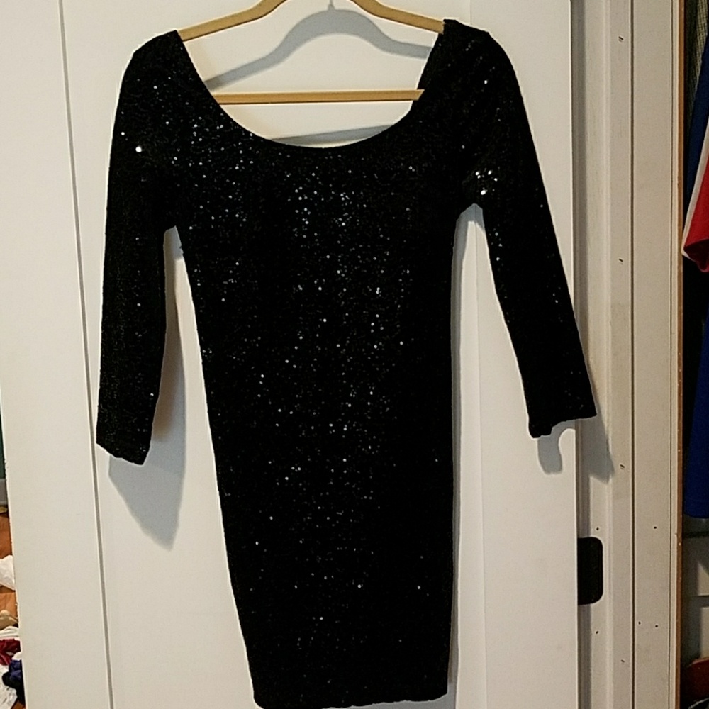 Velvet and sequin body-con dress