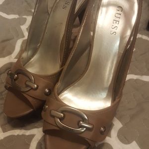 Guess Heels ~Pretty Brown and Silver