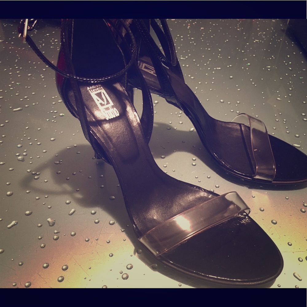 strappy sandals heel with clear strap