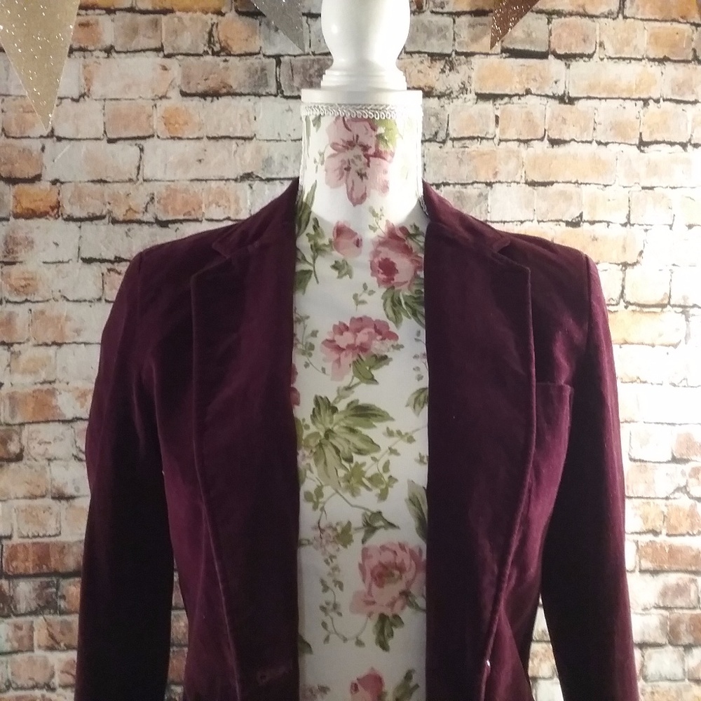 Vintage 80's Burgundy Velvet Blazer - Picture 7 of 8