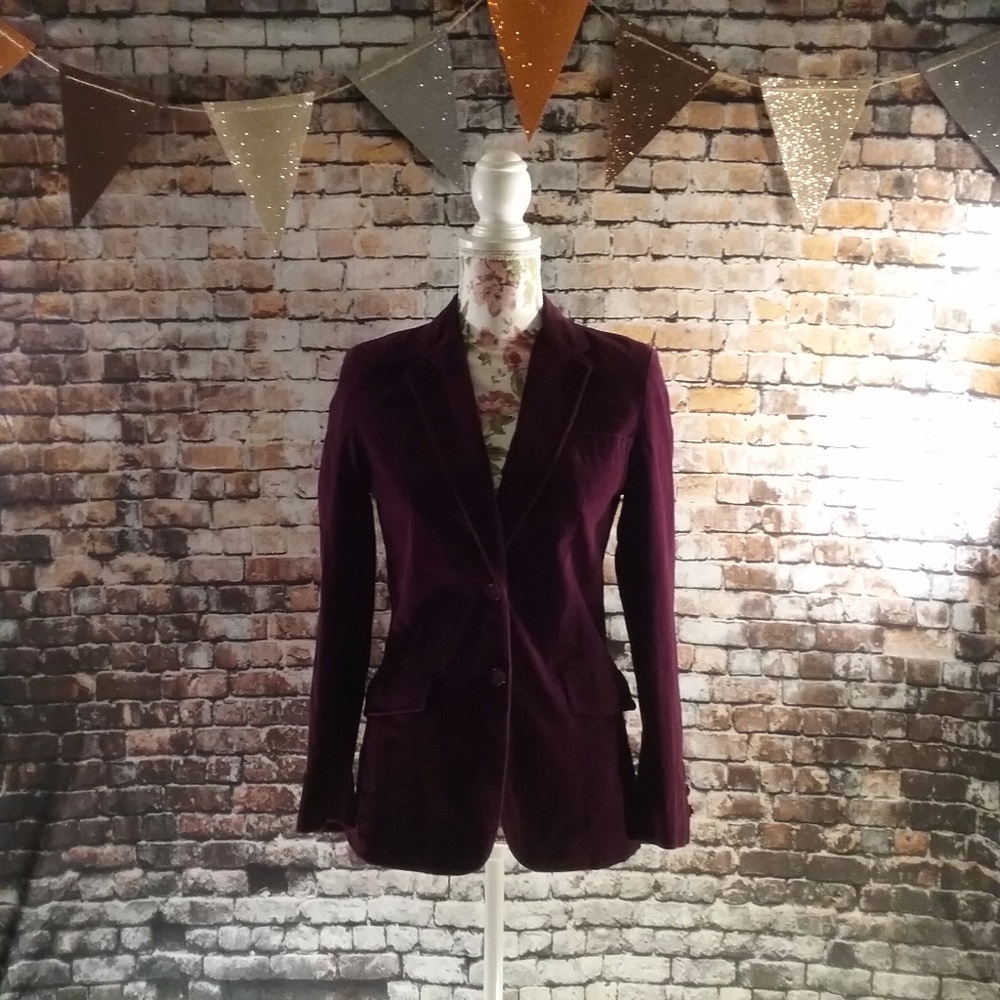 Vintage 80's Burgundy Velvet Blazer - Picture 5 of 8