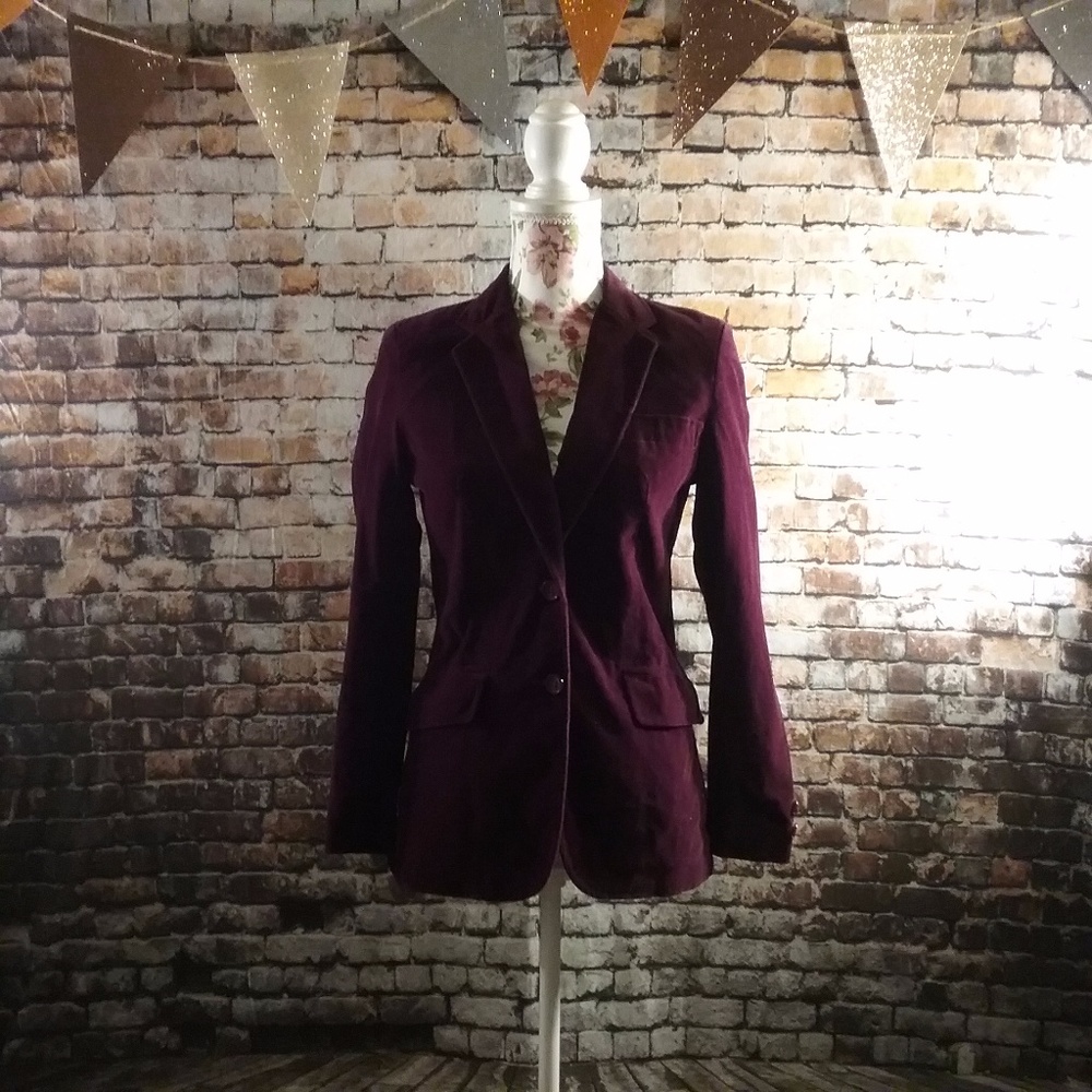 Vintage 80's Burgundy Velvet Blazer - Picture 3 of 8