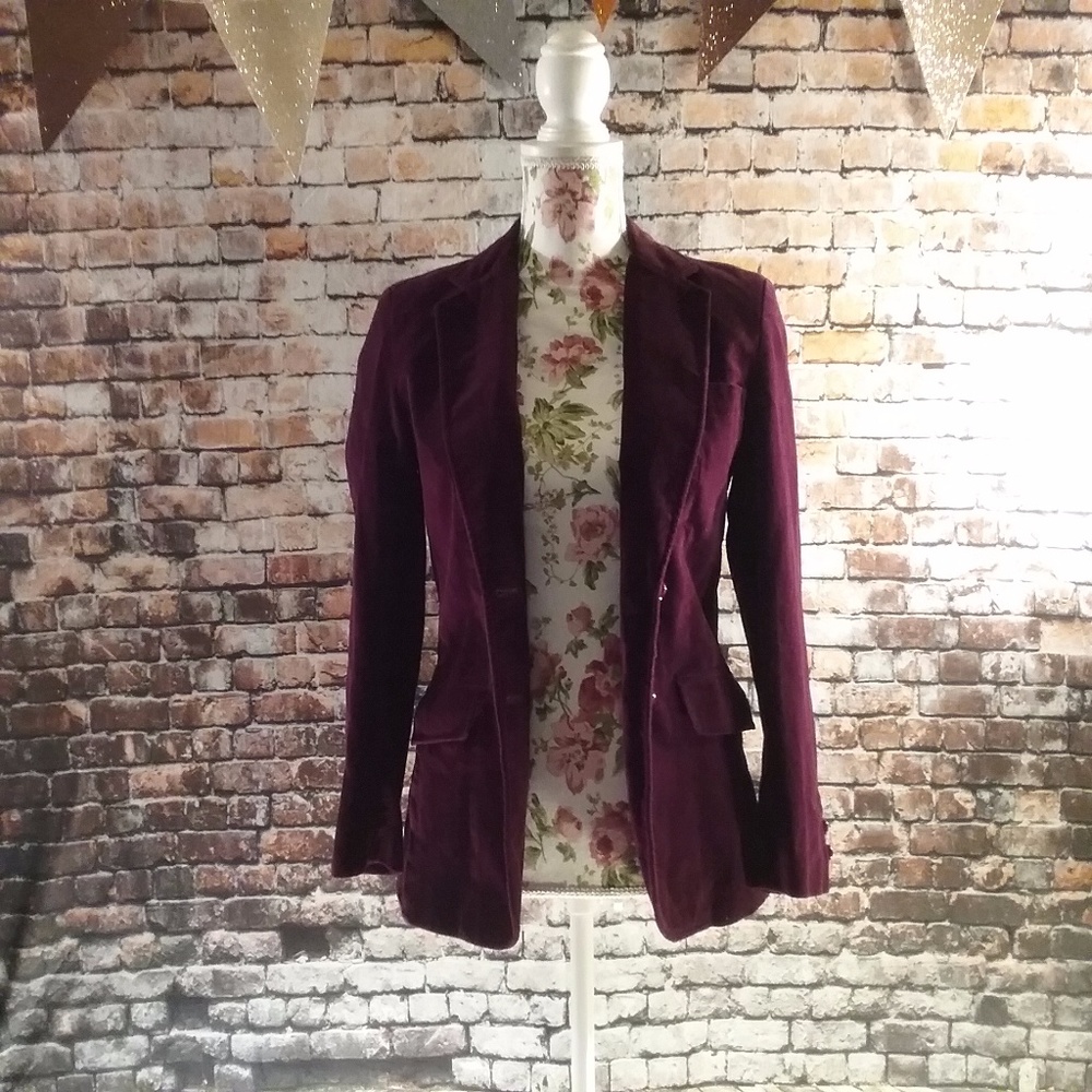 Vintage 80's Burgundy Velvet Blazer - Picture 6 of 8