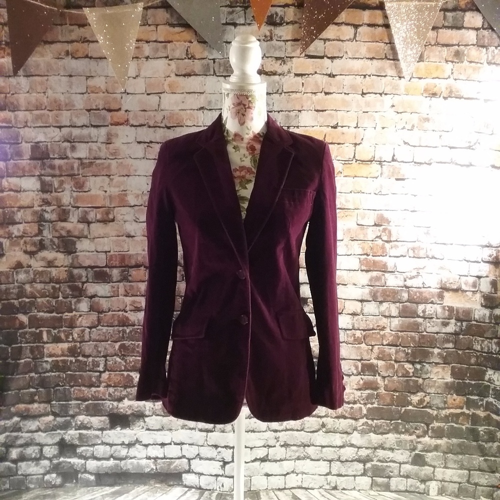 Vintage 80's Burgundy Velvet Blazer - Picture 4 of 8