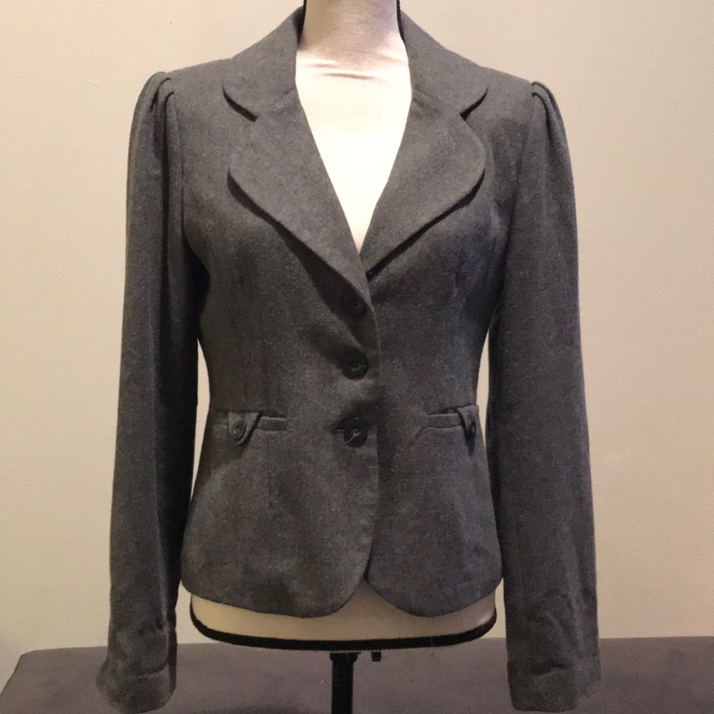 Mossimo wool like grey blazer with pleated sleeve
