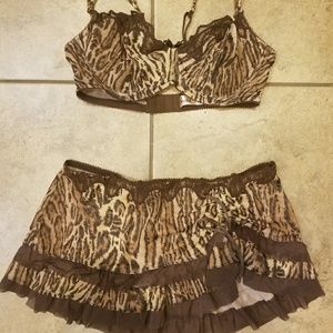 Jezebel Sexy Animal Print Lingerie Set Bra + Skirt