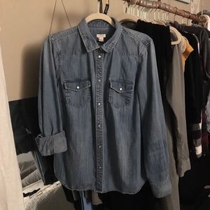 J. Crew Western Chambray Shirt In Vintage Indigo