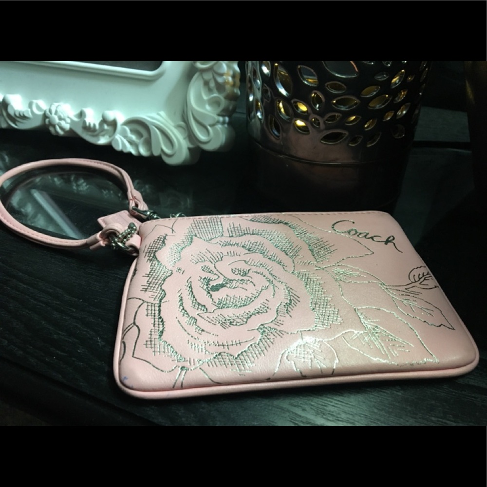 Baby pink Coach Wristlet