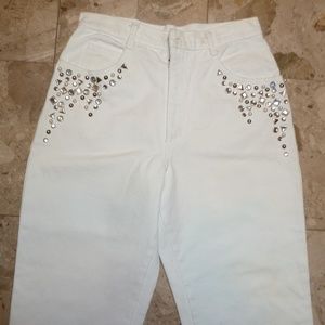 Bling white jeans rhinestones  winter white