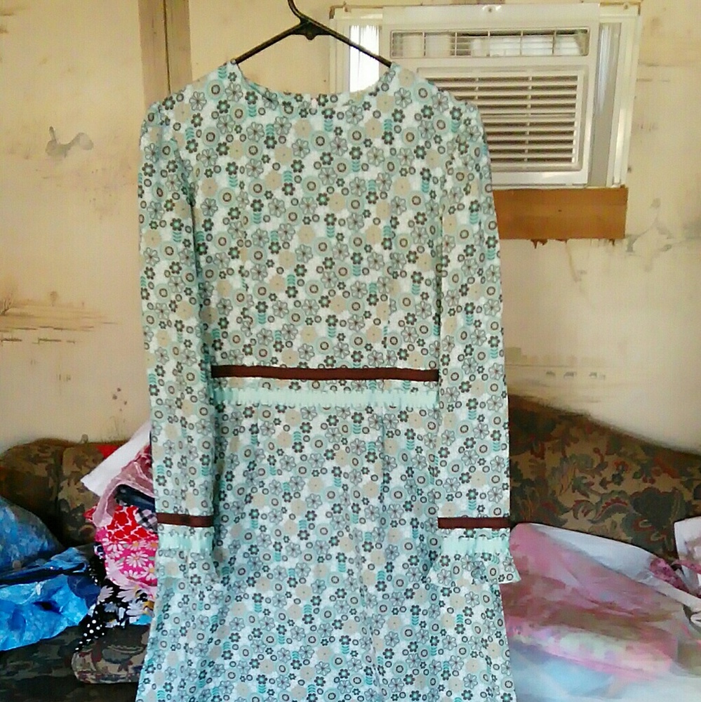 Feminine light aqua & floral dress
