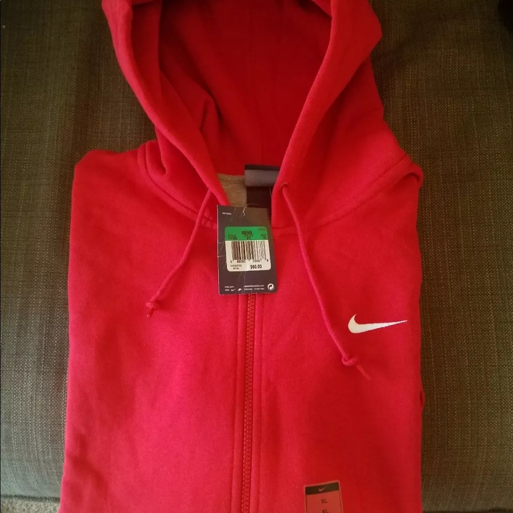 NWT Nike Full ZIP Cotton Hoodie Sweatshirt Red XL