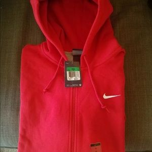 NWT Nike Full ZIP Cotton Hoodie Sweatshirt Red XL