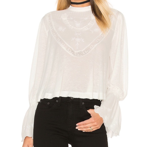 Free People Femme Fatale Lace Bell Sleeve Top - Picture 1 of 8