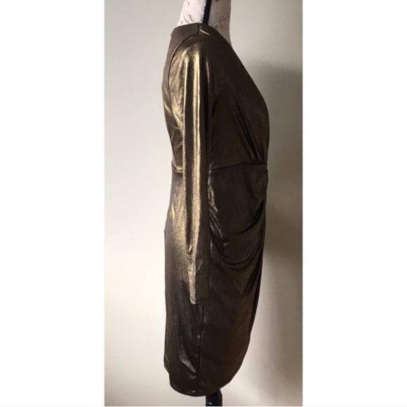 {Thalia Sodi} Metallic Faux Wrap Shift Dress - Picture 2 of 7