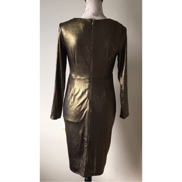 {Thalia Sodi} Metallic Faux Wrap Shift Dress - Picture 3 of 7