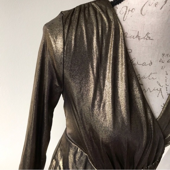 {Thalia Sodi} Metallic Faux Wrap Shift Dress - Picture 5 of 7