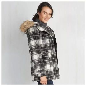 Madden Girl Black White 2x Wool Look Coat