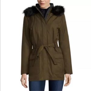 NEW a.n.a Military Parka Faux Fur Trim Hood 2x