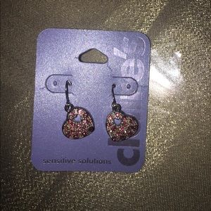 heart dangle earrings and matching bracelet