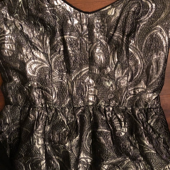 French Connection Silver Brocade strapless dress - Picture 3 of 4