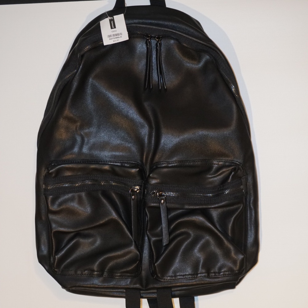 TOPMAN LEATHER LOOK BACKPACK NEW - Picture 5 of 5