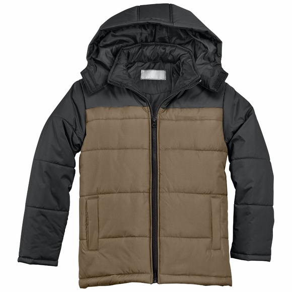 KC Collections Boys’ Striped Hooded Puffer - Picture 1 of 1