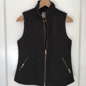 Old Navy "Barbour" Style Quilted Black Zip Up Vest