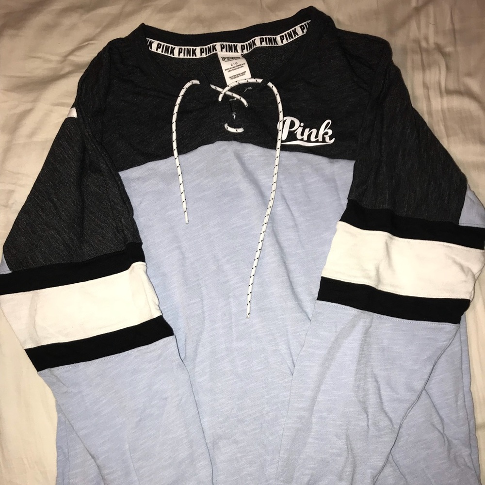 Baby blue Victoria’s Secret PINK lace up longsleev