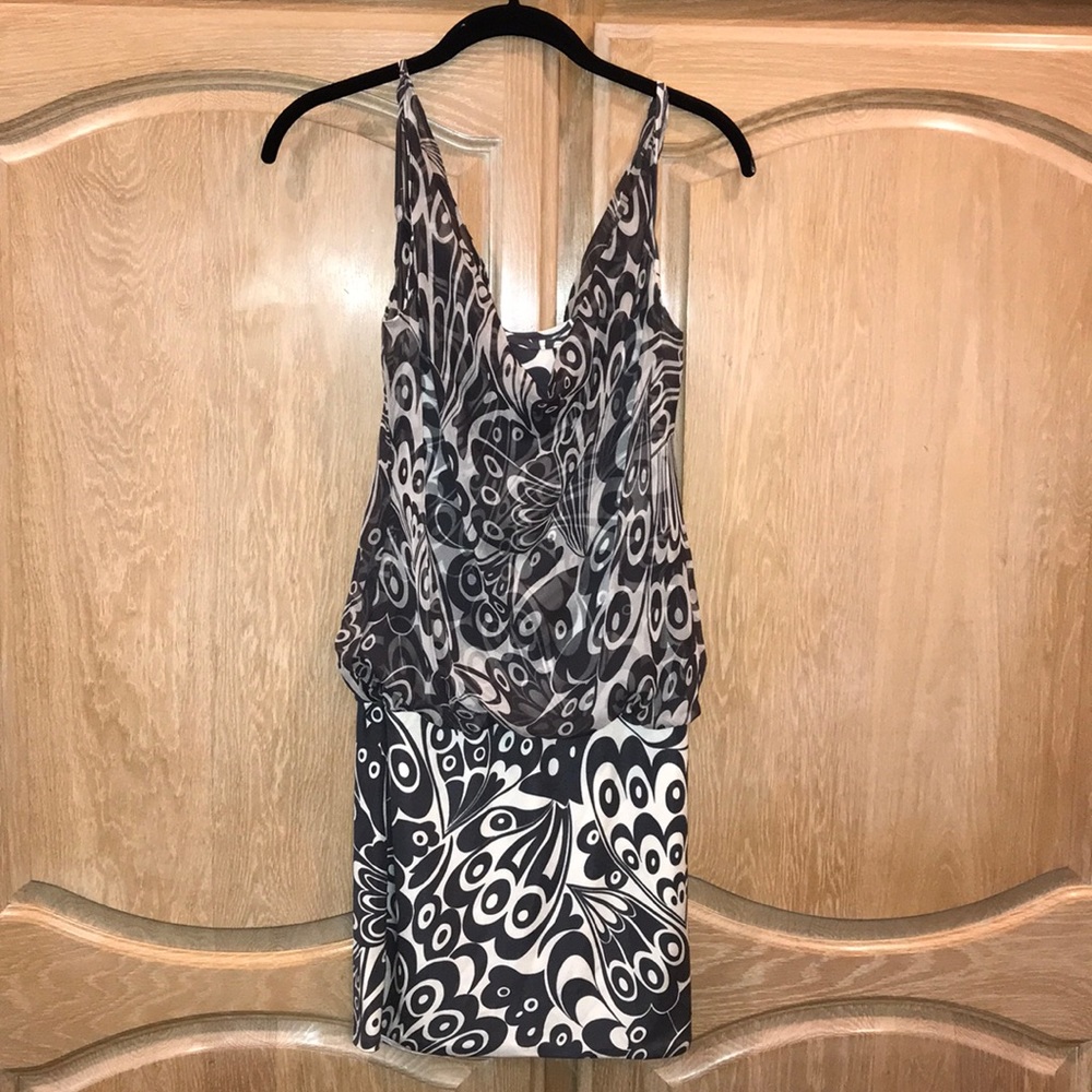 Bailey 44 gray & white design mini dress