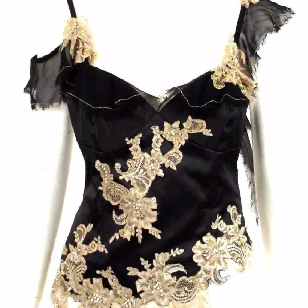 *🔥SOLD🔥* Mandalas black satin lace bustier - Picture 1 of 3
