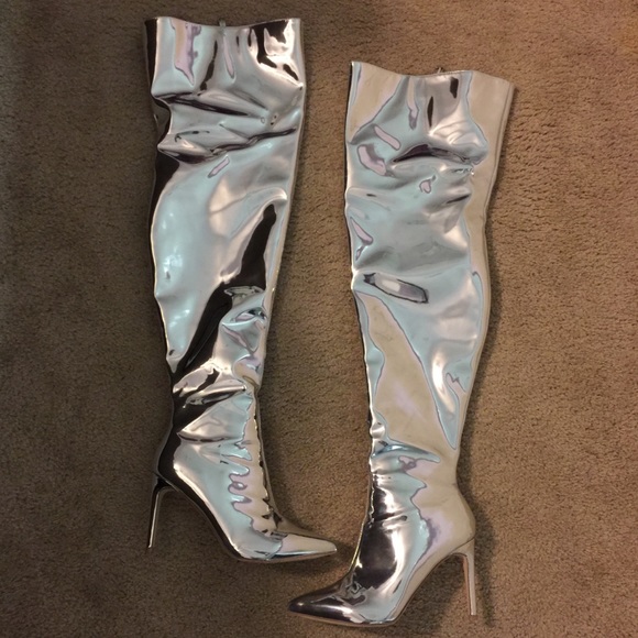 silver boots size 10