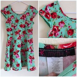 Mint floral skater dress XL