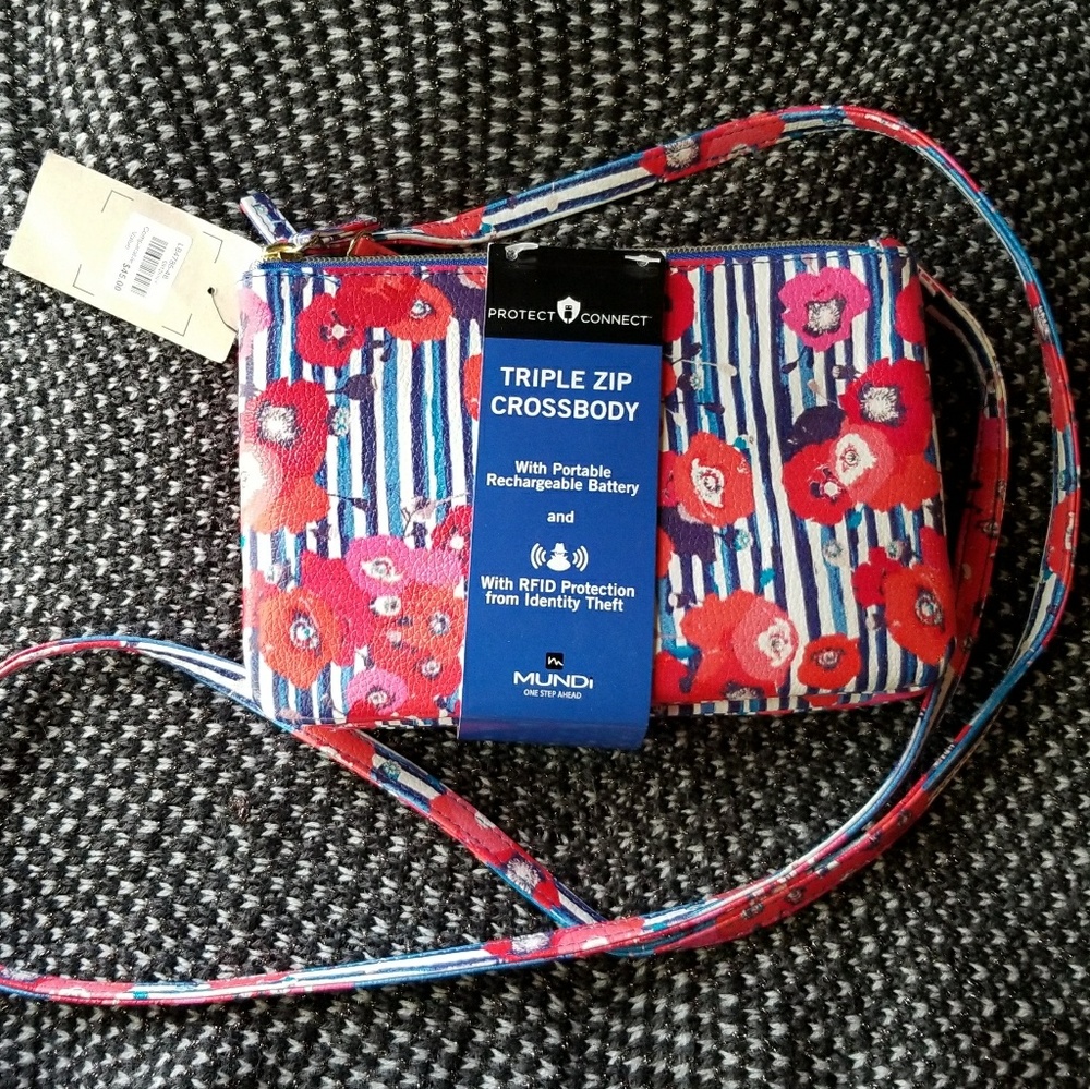 NWT RFID and Portable Charger Crossbody Purse