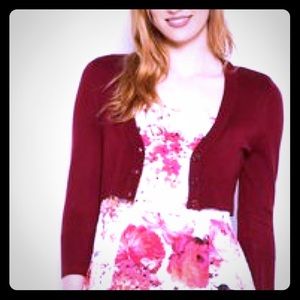 Copped cardigan bolero shrug thingy in burgundy.