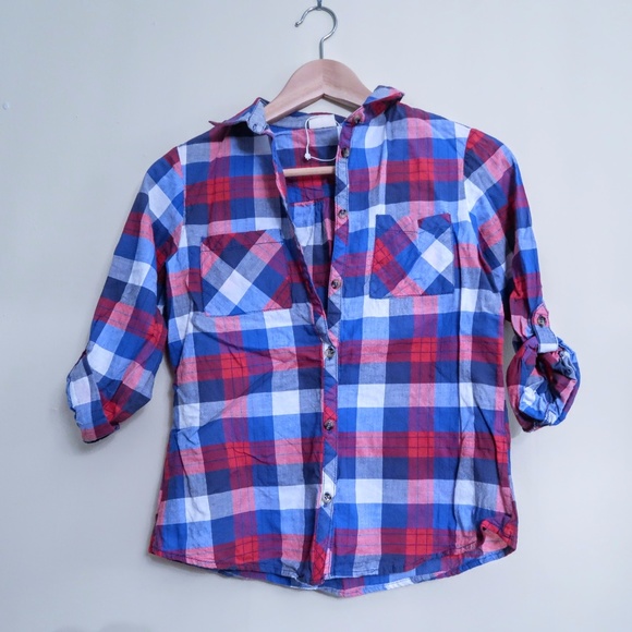 Zara Cotton Plaided Button Down Shirt - Picture 1 of 7