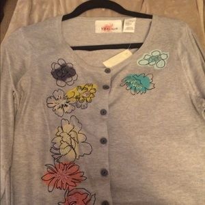 New Karen Nicol Scribbled Bouquet Cardigan Sz L