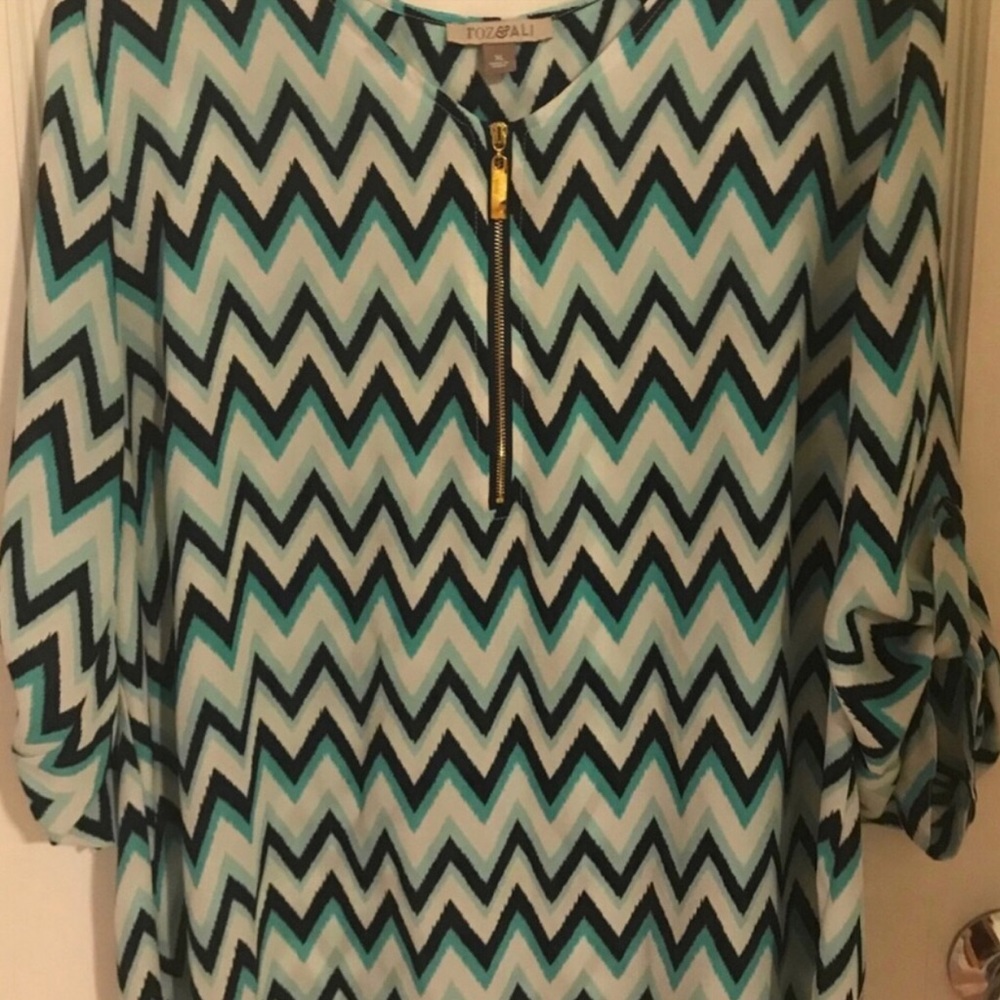 Roz and Ali Chevron Top, half zip