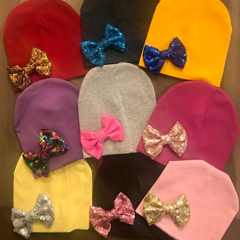 Sequin bow beanie for baby-3 years old