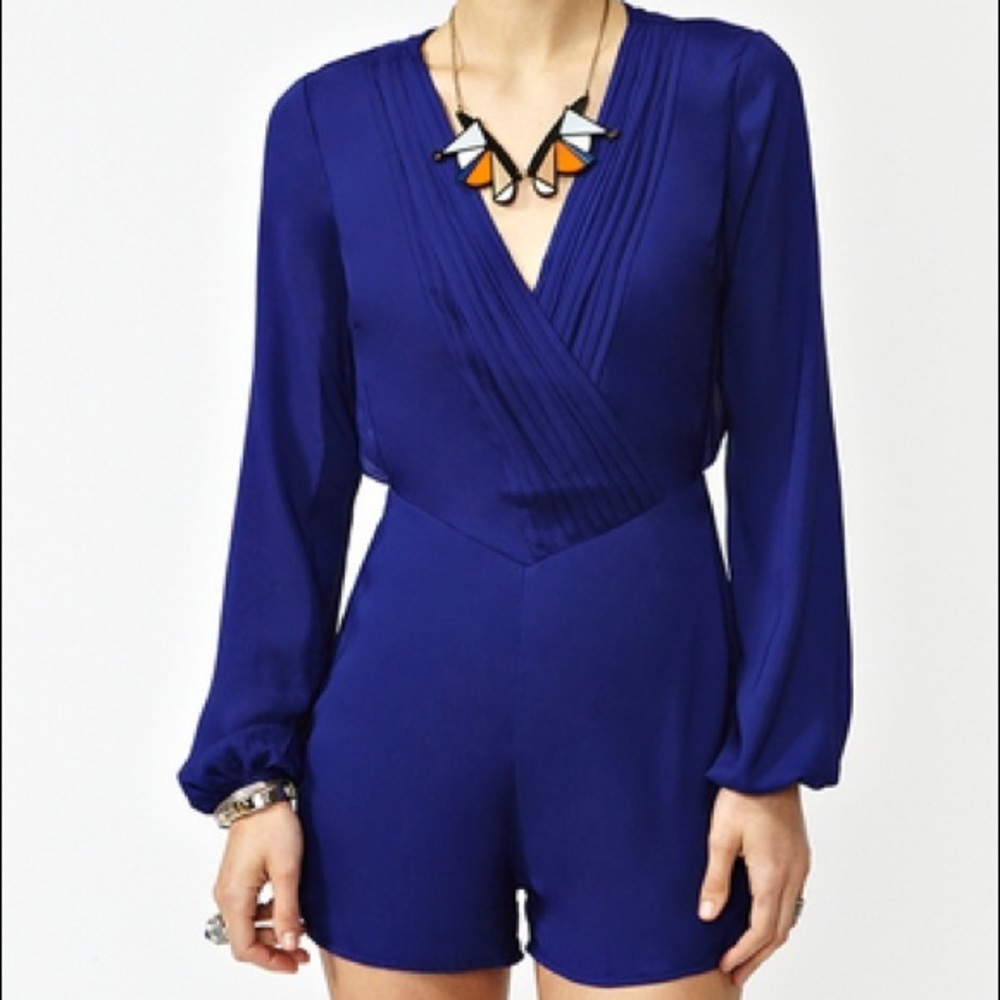 Nastygal Blue Chiffon Romper Size Small Worn Once