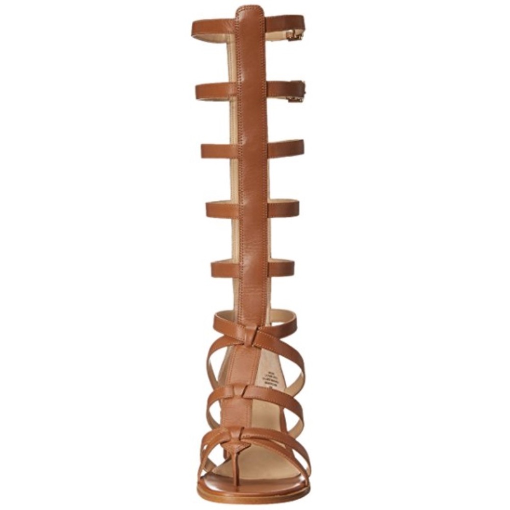 Leather Gladiator Kitten Heel Knee High Sandals - Picture 6 of 8