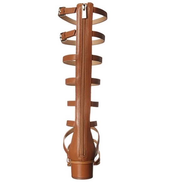 Leather Gladiator Kitten Heel Knee High Sandals - Picture 7 of 8