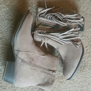 Tan Fringe Booties