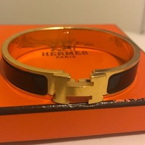 Black x Gold Hermes H Bracelet
