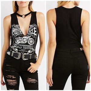 Vintage Moto Choker-Neck Bodysuit