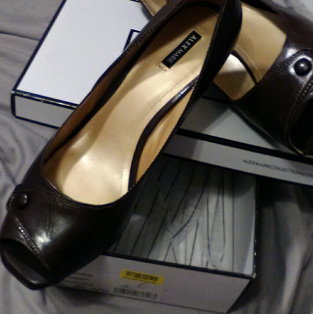 Alex Marie Chocolate Peep-Toe Pumps