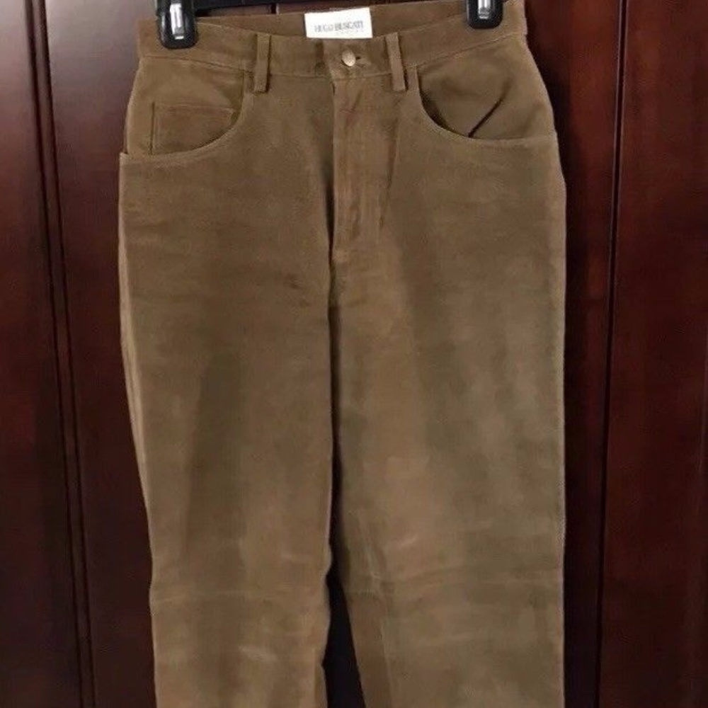 Suede Leather Women's Pant Cocoa Color Size 4