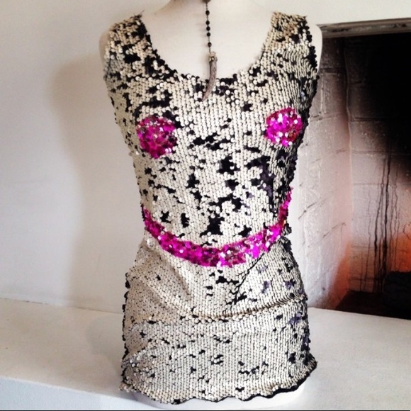 Smiley Face Sequin Mini Dress 🦄⚡️⚡️⚡️ - Picture 1 of 4