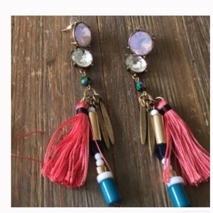 Beautiful coral colored tassel earrings